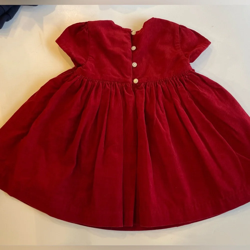 Ralph Lauren Smocked Red Corduroy Dress Size 6 Months